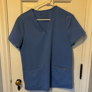 Figs Ceil Blue V-Neck Scrub Top